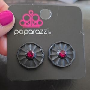 Paparazzi Black Cuff Links With Red Gem